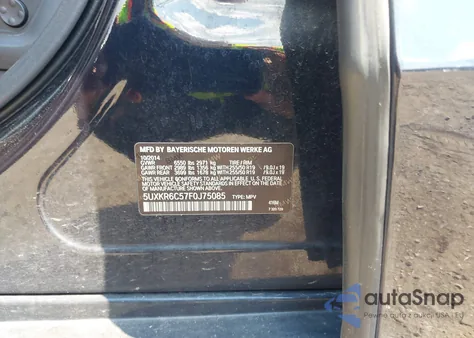 2015 BMW X5 xDrive50I z USA, uszkodzony, nr VIN 5UXKR6C57F0J75085